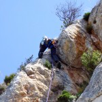 Sento resolviendo el paso del sexto largo