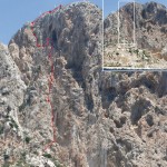 Croquis de la vía Diedro UBSA al Peñon de Ifach