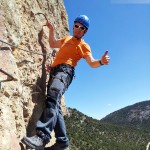 Rubén en la ferrata de Xorret de Catí