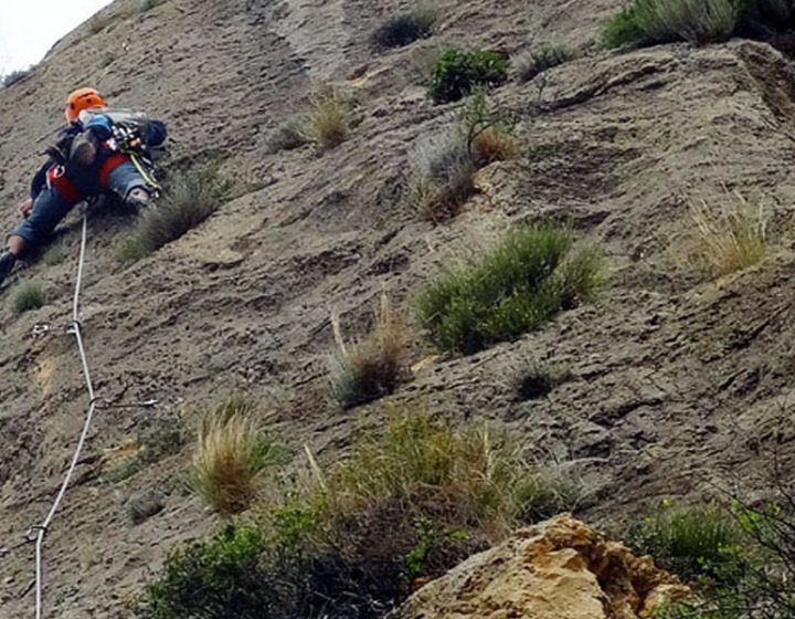 Andrés en el último largo de la vía