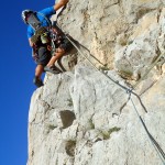 Óscar en el segunda largo de la vía