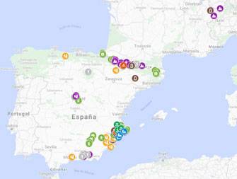 Mapa de actividades en montaña reseñadas en este blog