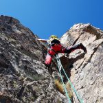 Superando el famoso diedro de la Arista Ferbos