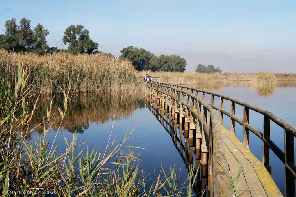 Pasarela sobre el agua del embalse